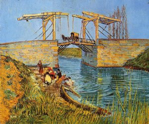 The Langlois Bridge at Arles with Women Washing by Vincent van Gogh Oil Painting