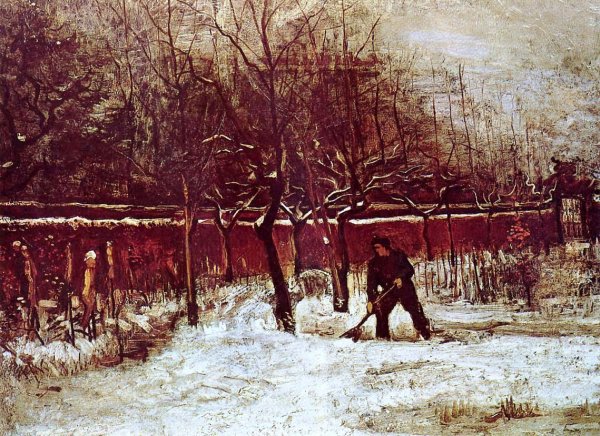 The Parsonage Garden at Nuenen in the Snow by Vincent van Gogh - Hand-Painted Oil Painting Reproduction