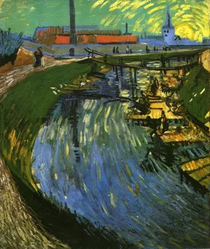 The Roubine du Roi Canal with Washerwomen Oil painting by Vincent van Gogh