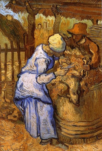 The Sheep-Shearers after Millet by Vincent van Gogh - Hand-Painted Oil Painting Reproduction