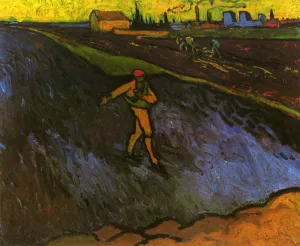 The Sower: Outskirts of Arles in the Background by Vincent van Gogh - Oil Painting Reproduction
