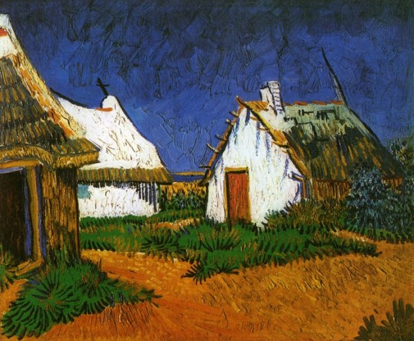 Main Product Photo of Three White Cottages in Saintes-Maries Painting by Vincent van Gogh
