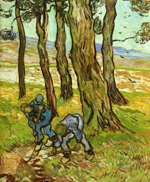 Two Diggers Among Trees by Vincent van Gogh Oil Painting