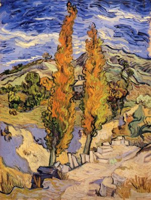 Two Poplars on a Hill by Vincent van Gogh Oil Painting