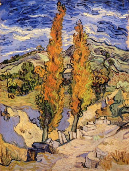 Two Poplars on a Hill by Vincent van Gogh - Hand-Painted Oil Painting Reproduction