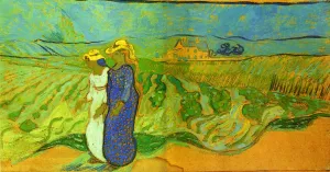 Two Women Crossing the Fields by Vincent van Gogh - Oil Painting Reproduction