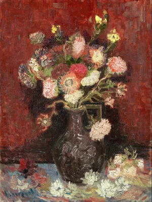 Vase with Chinese Asters and Gladioli by Vincent van Gogh Oil Painting