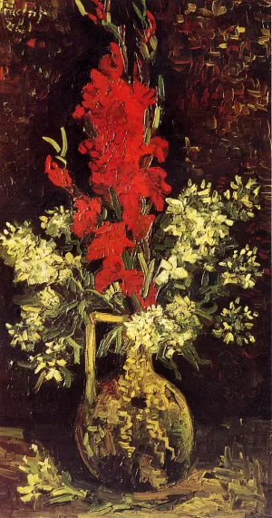 Vase with Gladioli and Carnations by Vincent van Gogh - Oil Painting Reproduction