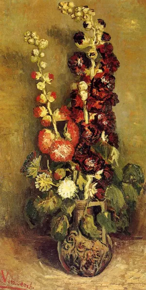 Vase with Holyhocks painting by Vincent van Gogh