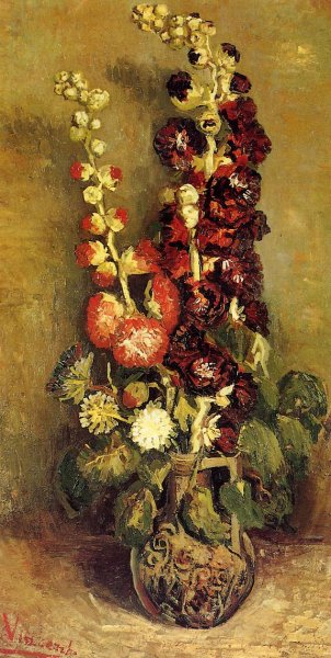 Main Product Photo of Vase with Holyhocks Painting by Vincent van Gogh