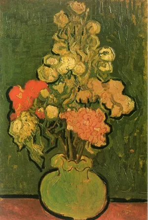 Vase with Rose-Mallows by Vincent van Gogh - Oil Painting Reproduction