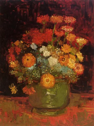 Vase with Zinnias by Vincent van Gogh - Oil Painting Reproduction