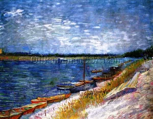 View of a River with Rowing Boats by Vincent van Gogh Oil Painting