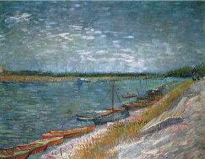 View of a River with Rowing Boats by Vincent van Gogh Oil Painting