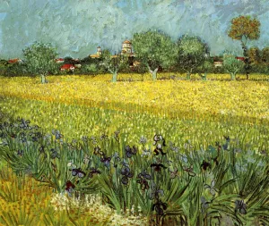 View of Arles with Irises by Vincent van Gogh - Oil Painting Reproduction