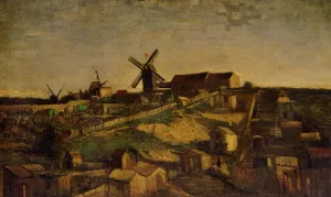 View of Montmartre with Windmills Oil painting by Vincent van Gogh
