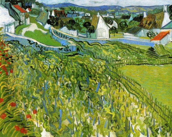 Main Product Photo of Vineyards with a View of Auvers Painting by Vincent van Gogh