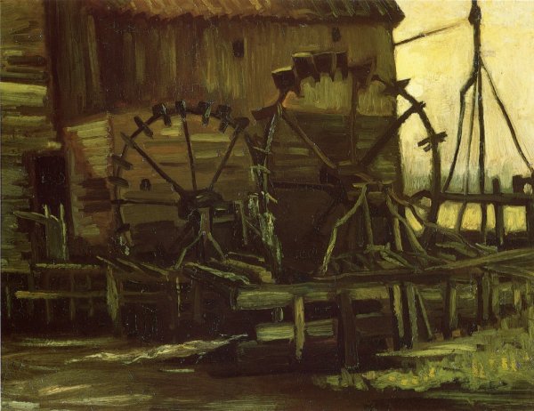 Main Product Photo of Water Wheels of Mill at Gennep Painting by Vincent van Gogh