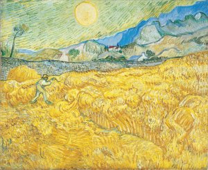 Wheat Field Behind Saint-Paul Hospital with a Reaper by Vincent van Gogh Oil Painting
