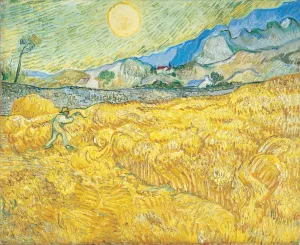 Wheat Field Behind Saint-Paul Hospital with a Reaper by Vincent van Gogh Oil Painting