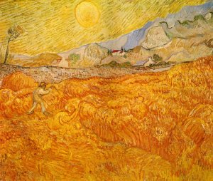 Wheat Field Behind Saint-Paul Hospital with a Reaper by Vincent van Gogh Oil Painting
