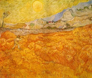 Wheat Field Behind Saint-Paul Hospital with a Reaper by Vincent van Gogh - Oil Painting Reproduction