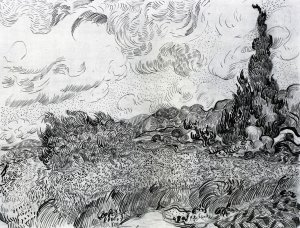 Wheat Field with Cypresses at the Haude Galline near Eygalieres 2 Oil painting by Vincent van Gogh