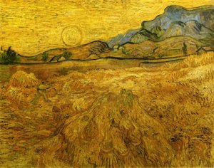 Wheat Field with Reaper and Sun