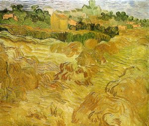 Wheat Fields with Auvers in the Background Oil painting by Vincent van Gogh