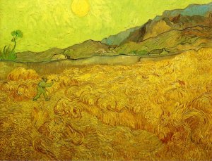 Wheat Fields with Reaper at Sunrise Oil painting by Vincent van Gogh
