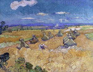 Wheat Fields with Reaper, Auvers by Vincent van Gogh Oil Painting