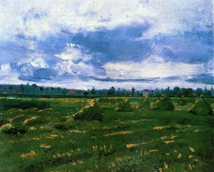 Wheat Fields with Stacks Oil painting by Vincent van Gogh
