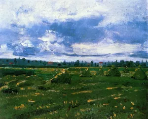 Wheat Fields with Stacks Oil painting by Vincent van Gogh