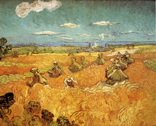 Wheat Stacks with Reaper by Vincent van Gogh - Hand-Painted Oil Painting Reproduction