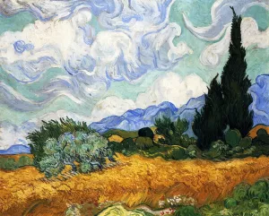 Wheatfield with Cypress painting by Vincent van Gogh