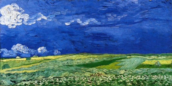 Main Product Photo of Wheatfields Under a Clouded Sky Painting by Vincent van Gogh