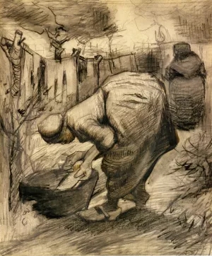 Woman by the Wash Tub in the Garden by Vincent van Gogh Oil Painting