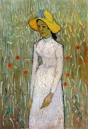 Young Girl Standing Against a Background of Wheat by Vincent van Gogh Oil Painting