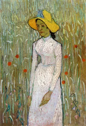 Young Girl Standing Against a Background of Wheat by Vincent van Gogh Oil Painting