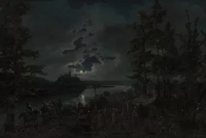 Crusaders Attacking the Castle of Punia by Vincentas Dmachauskas Oil Painting