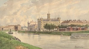 Die Weissgarber Lande in Wien mit dem Donau-Dampfschiffahrtsgebaude by Vincenz Havlicek Oil Painting