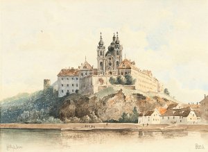 Melk Abbey, On The Danube by Vincenz Hawlicek Oil Painting