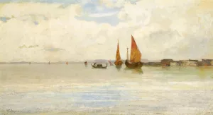 On The Lagoon, Venice by Vincenzo Cabianca Oil Painting