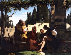 Tuscan Storytellers of the 14th century by Vincenzo Cabianca Oil Painting