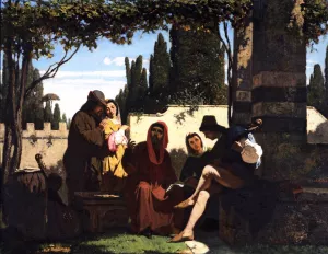 Tuscan Storytellers of the 14th century by Vincenzo Cabianca - Oil Painting Reproduction