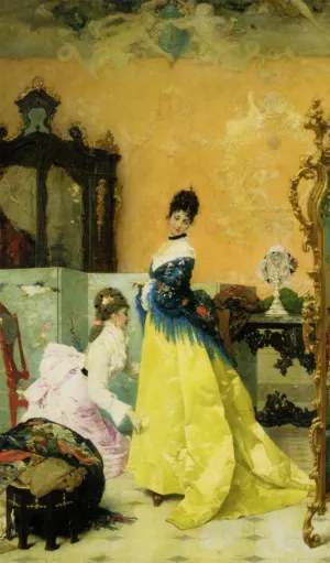 The Yellow Dress by Vincenzo Capobianchi - Oil Painting Reproduction