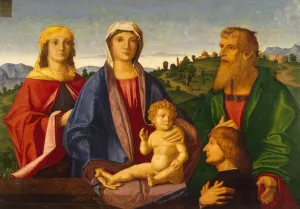 Madonna and Child with Saints and the Donor by Vincenzo Di Biagio Catena - Oil Painting Reproduction