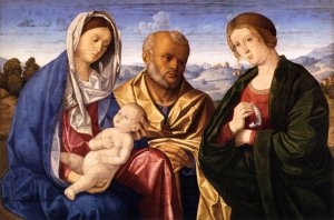 The Holy Family with a Female Saint by Vincenzo Di Biagio Catena Oil Painting