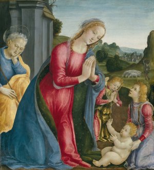 The Adoration of the Christ Child by Vincenzo Frediani Oil Painting