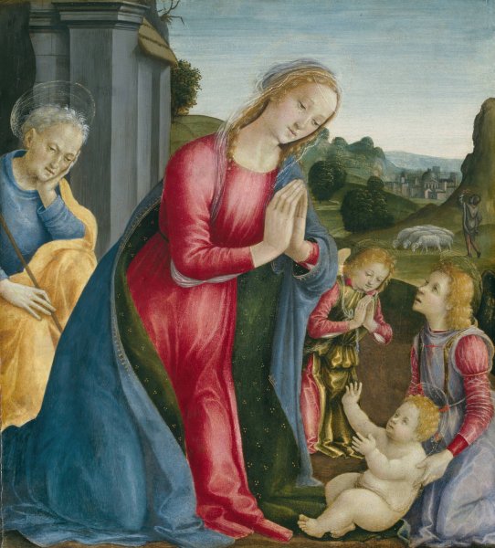 The Adoration of the Christ Child  by Vincenzo Frediani - Hand-Painted Oil Painting Reproduction